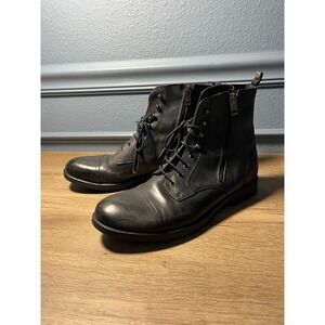 Diesel Men Black Leather Zip‎ Lace Up Combat Boots Size 43